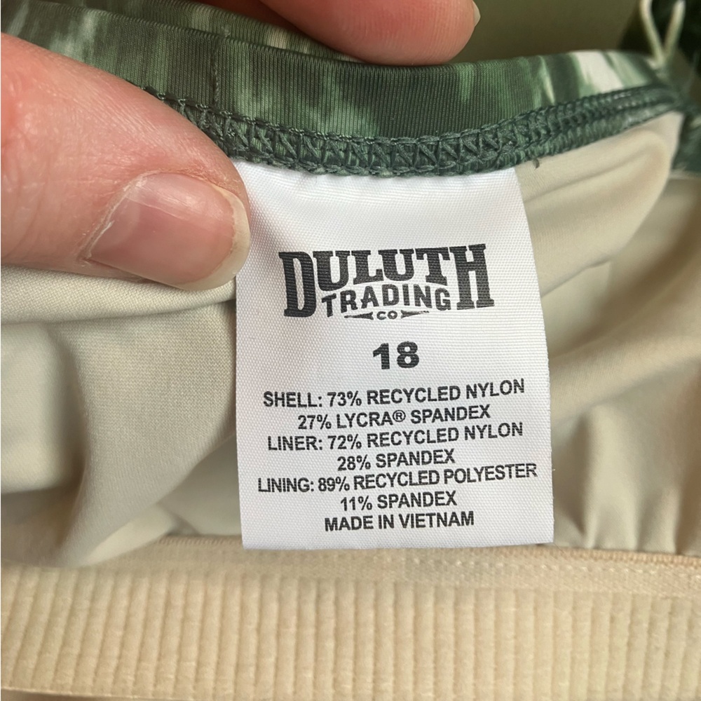 Duluth Trading Co Suit Up Tankini 2-PIECE Swim Set Green Ikat Print Size 18 - Picture 2 of 15